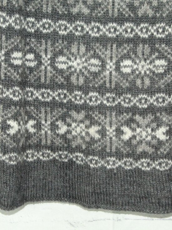 Mexicali Blues Alpaca Wool Gray Fair Isle Crew Neck Sweater Size L Cozycore - Picture 3 of 8